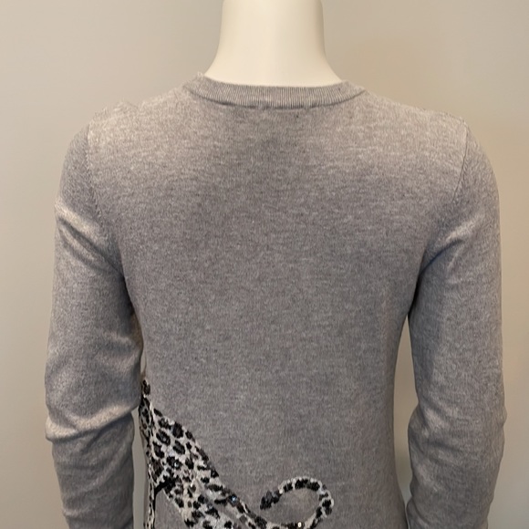 French Connection Crew Neck Sweater with Snow Leopard in Sequins Size S - Picture 8 of 13